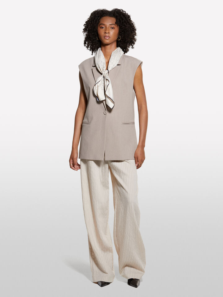 Beige vest with clashing stripe - women's vests and sleeveless jackets - Beige | Sisley image number 1